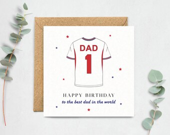 Dad Football Birthday Card - National Team Football Shirt for Daddy