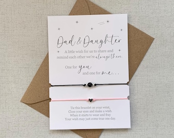 Dad & Daughter Wish Bracelets - Matching Bracelets, Father and Daughter Bracelets, Various Colours, Fathers Day, Christmas Gift for Dad (W)