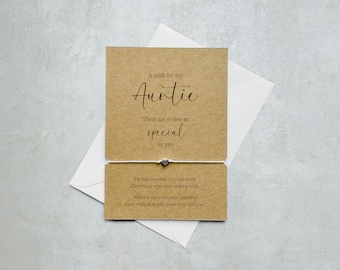 Auntie Wish Bracelet Card - Gift for Auntie, Gifts for her, Birthday Gift for Auntie / Aunty, Aunt, Christmas Gift for Her