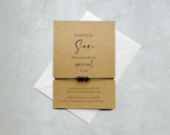 Son Wish Bracelet Card - Gift for Son, Gifts for him, Son Birthday Gift, Birthday Gift for Son