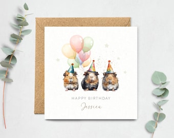 Guinea Pig Birthday Card - Personalised Birthday Card, Guinea Pigs Greeting Card, Animal Lover
