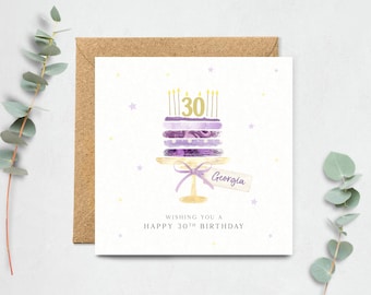 Personalised 30th Birthday Card for Her, Milestone Birthday