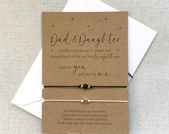 Dad & Daughter Wish Bracelets - Matching Bracelets, Father and Daughter Bracelets, Various Colours, Fathers Day, Christmas Gift for Dad (K)