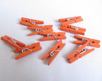 Mini pinces à linge en bois orange foncé lot de 10 unités