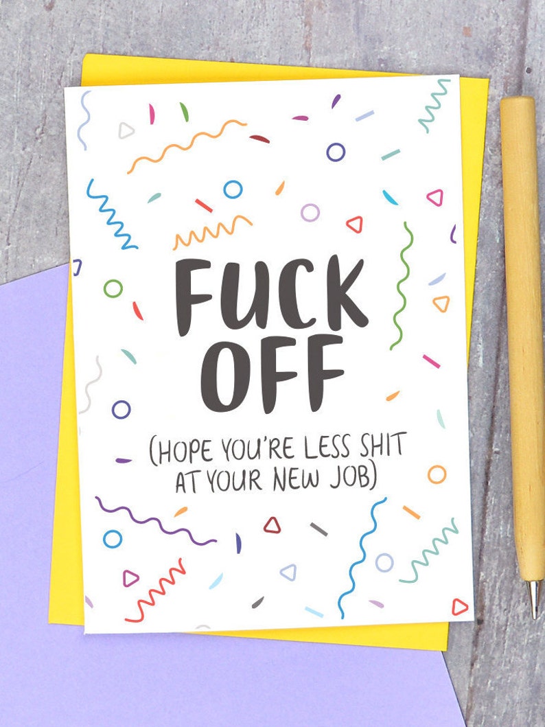 Ficken Sie neue JobKarte lustige Abschiedskarte viel Glück Etsy