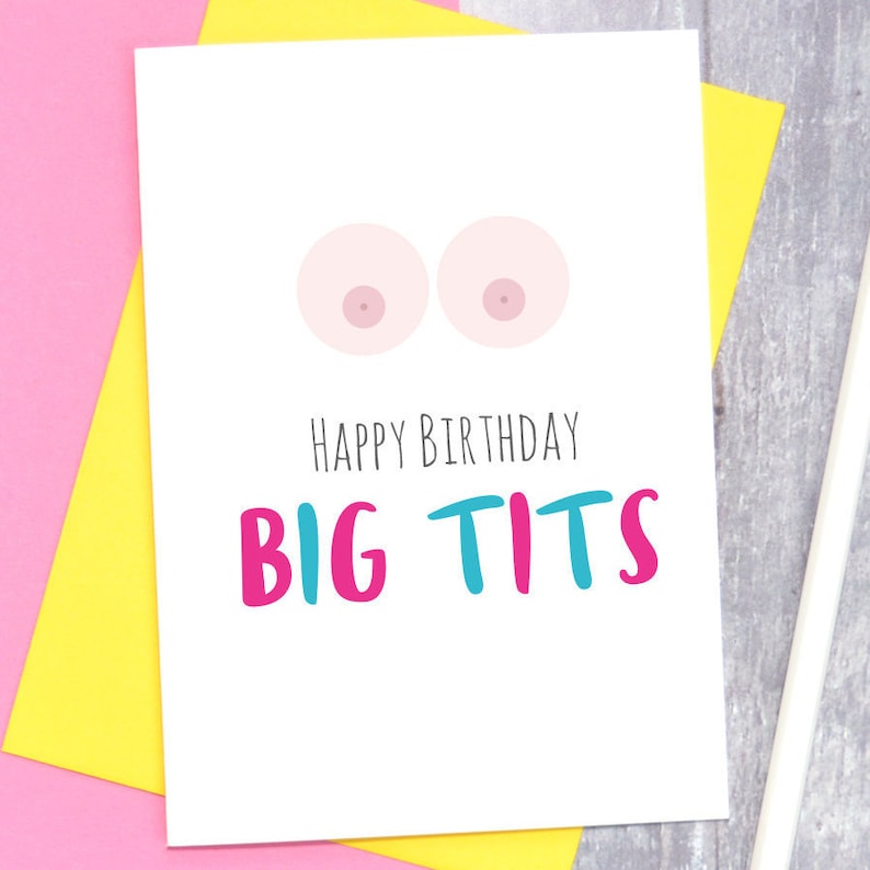 Happy Birthday Big Tits Card Big Boobs Birthday Card Big Etsy Uk 