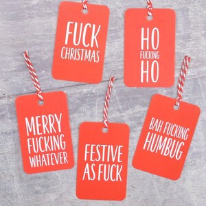 Rude Christmas Gift Tags, Swear Christmas Gift Tags Set of 5 Various ...