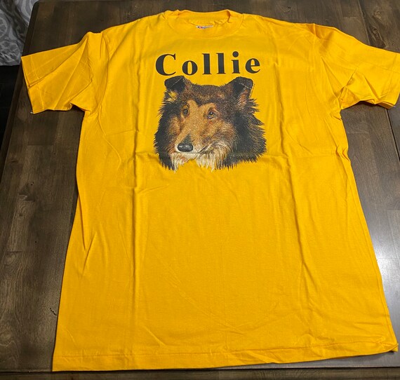 Vintage 90s Yellow Collie Dog T-shirt