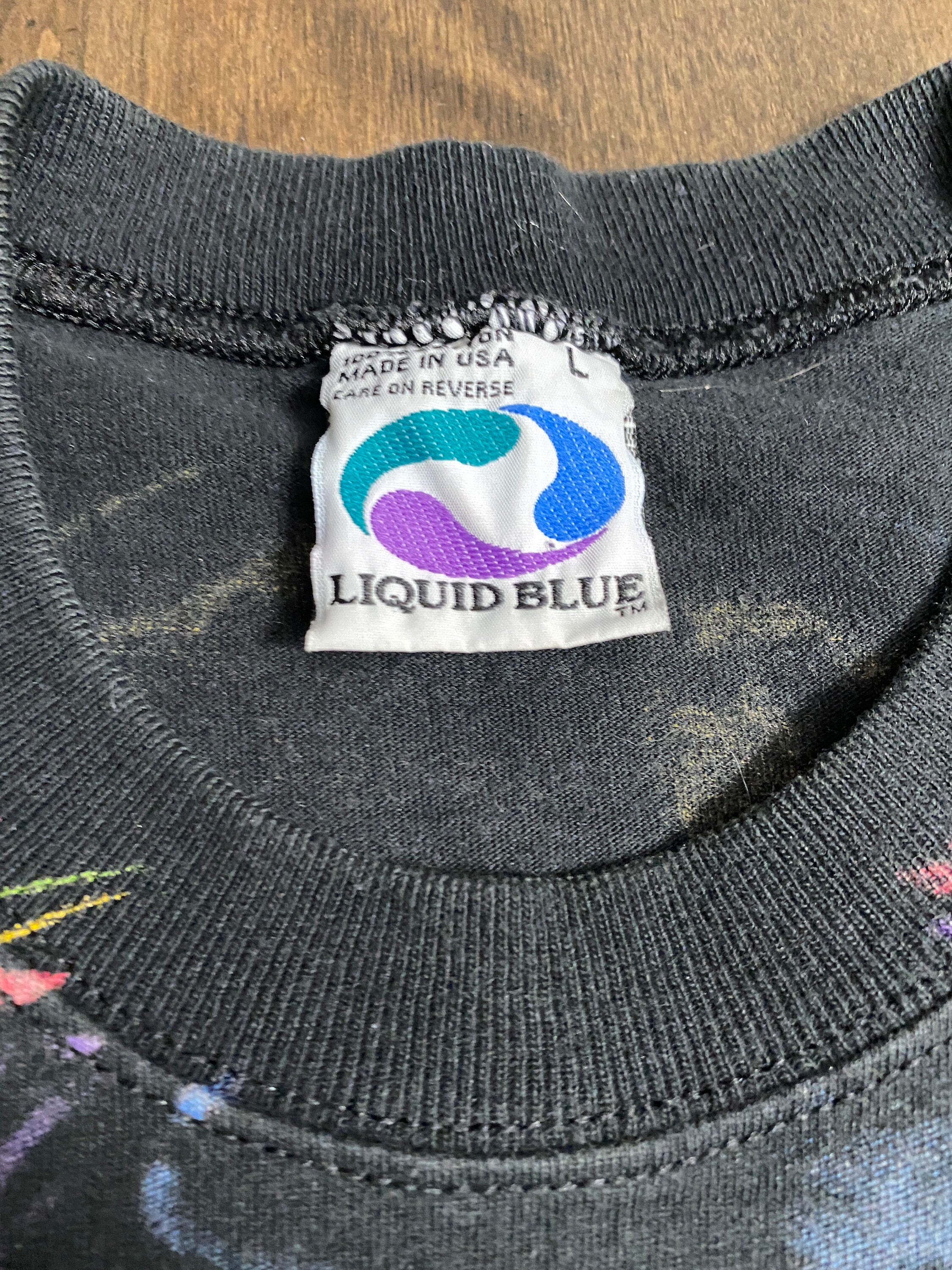 Vintage 90s Liquid blue Fire Skull T-shirt | Etsy