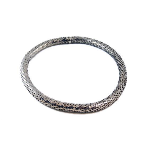 Vintage Sterling Snake Choker Silver Scales 16 inc