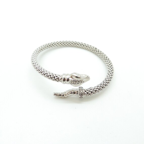 Silver Snake Diamond Bangle Bracelet