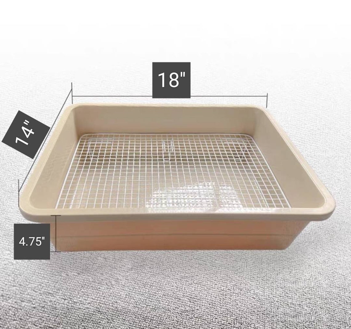 Scatterless Litter Box With Grids Wood Hay Feeder Food Stand 3 Etsy