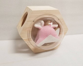Wood Honeycomb Space Capsule Play House Box for Chinchilla Rat Small Pets