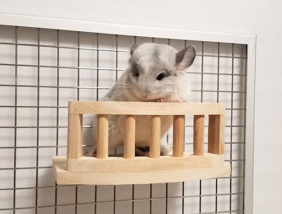 Wood Balcony Step Ledge With Ladder Handrail for Chinchilla Rat