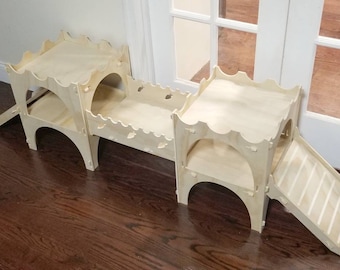 68'' Large Wood Rabbit Play Castle House for Bunny Ferret Chinchilla Guinea Pig Rat and small pets
