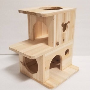 Double Unit Wood House for Chinchilla Rat 2 sizes available