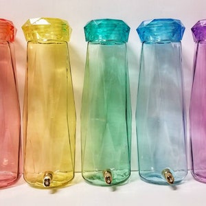 Rainbow Diamond Color Top Fill No Drip Glass Water Bottle for Chinchilla Rabbit