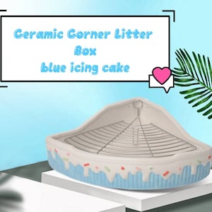 Ceramic Corner Pan Litter Box with Grid Potty Train Chinchilla Rat Guinea Pig