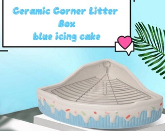 Ceramic Corner Pan Litter Box with Grid Potty Train Chinchilla Rat Guinea Pig