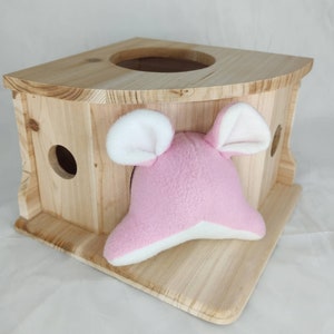 Corner Wood House for Chinchilla Rat