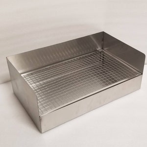 Stainless Steel Scatterless Litter Pan Box with Guard Small Pets Rabbit Bunny