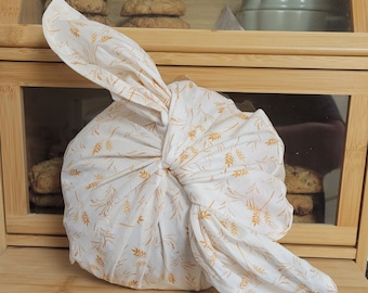 Bento Bread Bag Wheat Stalks, Cotton Bread Bag, Bread Bag for Homemade Sourdough Bread, Reusable Produce Bag, Food Storage, Bread Baker Gift