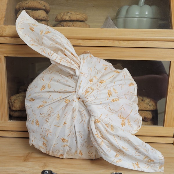 Bento Bread Bag Wheat Stalks, Cotton Bread Bag, Bread Bag for Homemade Sourdough Bread, Reusable Produce Bag, Food Storage, Bread Baker Gift
