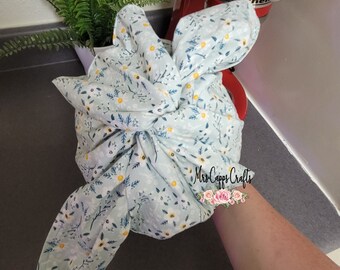Bento Bread Bag Blue Daisy Floral, Cotton Bread Bag, Bread Bag for Homemade Sourdough Bread, Reusable Produce Bag, Food Storage, Baker Gift