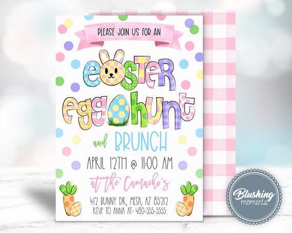 Editable Easter Egg Hunt Invite, Easter Party Invitation, Spring Invitation Flyer, Church Invite, Egg Hunt Invitation, Instant Download
