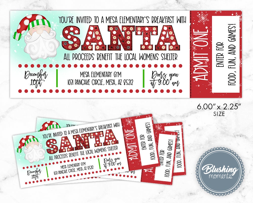 EDITABLE Breakfast with Santa Flyer & Christmas Tickets Santa Etsy España