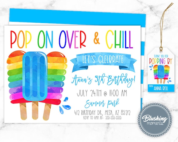 POPSICLE INVITATION TEMPLATE - Digital Party Invite - Editable Birthday Invitation - Summer Party Invite - Pop On Over Invite
