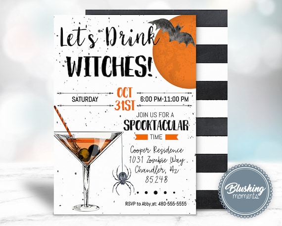 Halloween Invitation for Adults, Let's Drink Witches, Boos and Booze, Halloween Party, Halloween Invite Printable Template, Instant Download