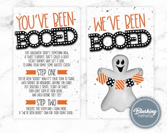 EDITABLE We&#39;ve Been Booed Sign, You&#39;ve Been Booed, Halloween Favor Tags, Neighbor Halloween Game, Instant Download, Printable Booed Sign