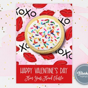 MINI COOKIE CARDS Valentines Day Printable-3.5&quot;x5&quot; Editable Cookie Card Template-Classroom School Teacher Valentines-Instant Access