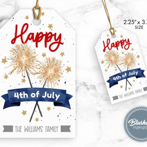 Happy 4th of July Favor Tag Template, Sparkler Party Favor, Instant Access to Edit & Print Your Template DIY
