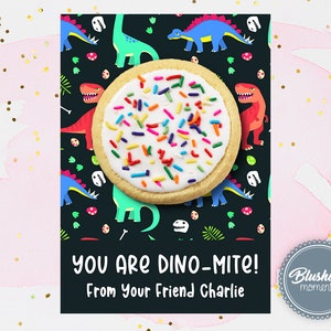 COOKIE CARDS DINOSAUR-You Are Dino Mite Printable Cookie Tags-Editable Mini Cookie Cards-Dinosaur Party Favor-Cookie Packaging- diy