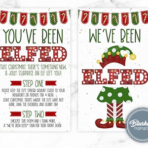 MODIFIABLE We've Been ELFed signe, You've Been ELFed, étiquettes de faveur de Noël, jeu de Noël voisin, téléchargement immédiat, signe ELFed imprimable