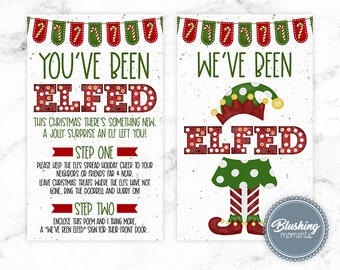 EDITABLE We've Been ELFed Sign, You've Been ELFed, Christmas Favor Tags, Neighbor Christmas Game, Instant Download, Printable ELFed Sign