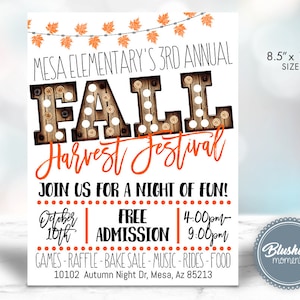 EDITABLE Fall Event Flyer, Fall Harvest Festival, Fall Carnival, Fall Invitation, School Flyer, Church Flyer, Boutique Flyer, Printable