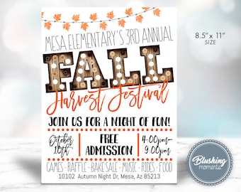 EDITABLE Fall Event Flyer, Fall Harvest Festival, Fall Carnival, Fall Invitation, School Flyer, Church Flyer, Boutique Flyer, Printable