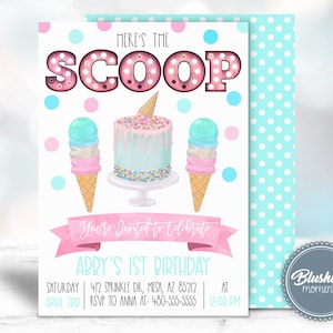 ICE CREAM TEMPLATE - Ice Cream Social Invitation - Cake Party Invite - Birthday Cake Invite - Ice Cream Invite