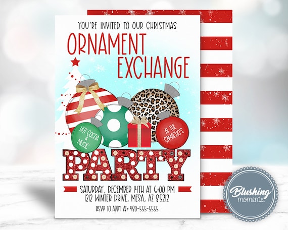 EDITABLE Christmas Ornament Invitation Christmas Party | Etsy