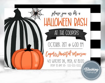EDITABLE HALLOWEEN INVITATION, Pumpkin Invitations, Halloween Birthday Invite, Boos and Booze,Halloween Costume Party, Printable Invite diy