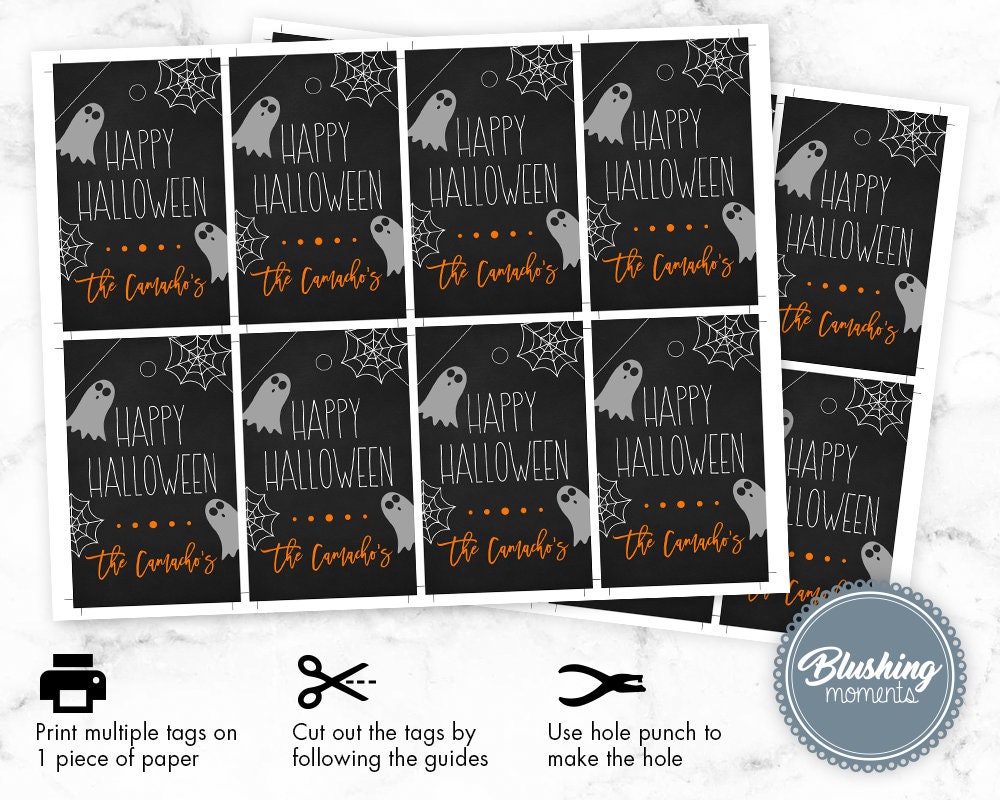 EDITABLE Halloween Thank You Gift Tags, Halloween Invitation, Printable ...