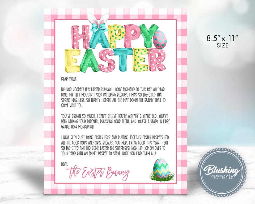 Printable Easter Bunny Letter personalized Letter From Easter Bunny
