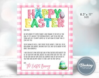 Afdrukbare Easter Bunny Letter - Gepersonaliseerde brief van Easter Bunny-Bewerkbare-Pasen Stationair-Paashaasmand Letter-Instant Download