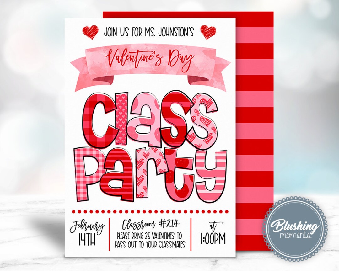 Editable Valentines Day Invitation, Printable Valentine School Class ...
