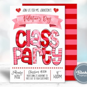 Editable Valentines Day Invitation, Printable Valentine School Class ...