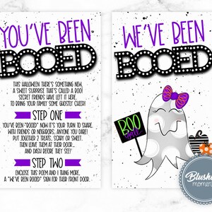 EDITABLE We&#39;ve Been Booed Sign, You&#39;ve Been Booed, Halloween Favor Tags, Neighbor Halloween Game, Instant Download, Printable Booed Sign