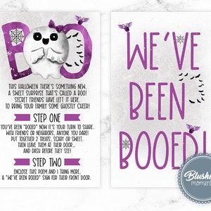 BEWERKBAAR We&#39;ve Been Booed-bord, je bent uitgejouwd, Halloween-gunsttags, Halloween-spel voor buren, Instant Download, afdrukbaar Bood-bord